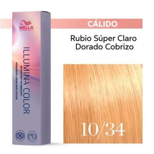 Tinte Permanente Wella Professionals Illumina Color 10/34 Rubio Super Claro Dorado Cobrizo