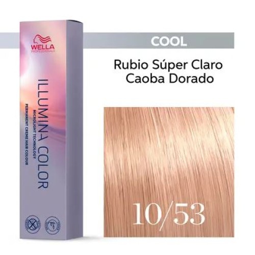 Tinte Permanente Wella Professionals Illumina Color 10/53 Rubio Súper Claro Caoba Dorado