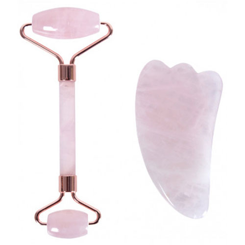 Set rodillo de cuarzo y Gua Sha Mima Rose Bifull Set rodillo de cuarzo y Gua Sha Mima Rose Bifull