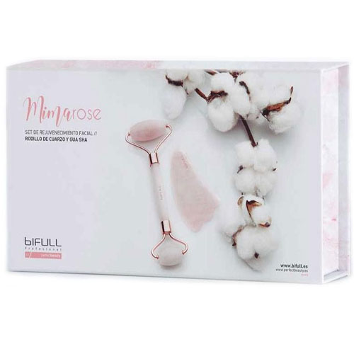 Set rodillo de cuarzo y Gua Sha Mima Rose Bifull Set rodillo de cuarzo y Gua Sha Mima Rose Bifull