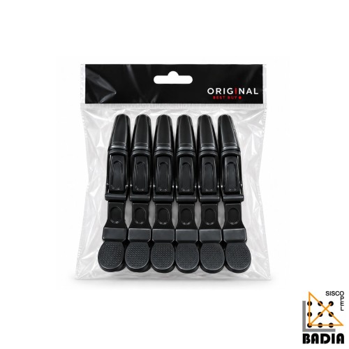 Pack de 6 Pinzas Tiburón OBB Negras de 11,5cm Pack de 6 Pinzas Tiburón OBB Negras de 11,5cm