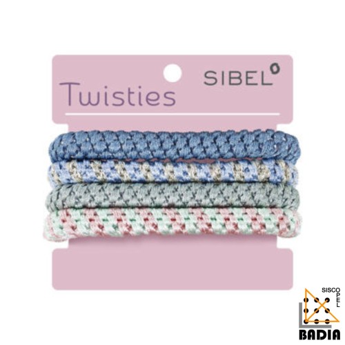 Gomas de Pelo Sibel Twisties Multicolor Azul/Verde de 4 Unidades Gomas de Pelo Sibel Twisties Multicolor Azul/Verde de 4 Unidades