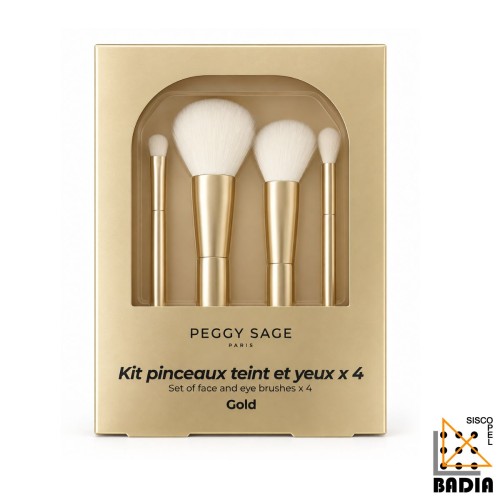 Kit de Pinceles de Maquillaje Peggy Sage Gold para Rostro y Ojos de 4 Unidades Kit de Pinceles de Maquillaje Peggy Sage Gold para Rostro y Ojos de 4 Unidades