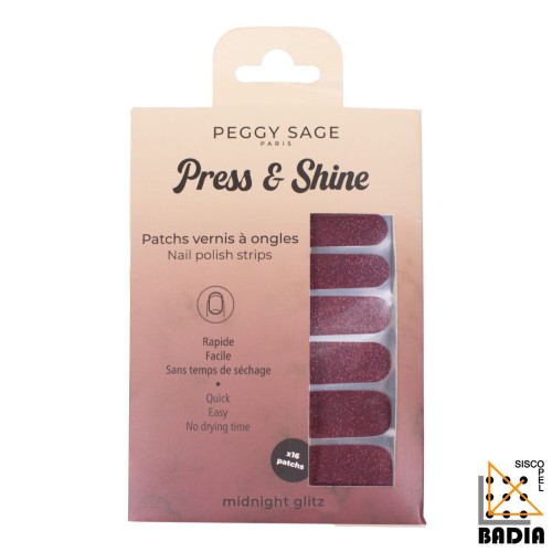 Tiras de Esmalte Peggy Sage Press & Shine Midnight Glitz con Purpurina Tiras de Esmalte Peggy Sage Press & Shine Midnight Glitz con Purpurina