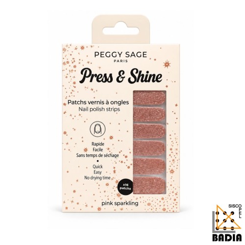 Tiras de Esmalte Peggy Sage Press & Shine Pink Sparkling Tiras de Esmalte Peggy Sage Press & Shine Pink Sparkling