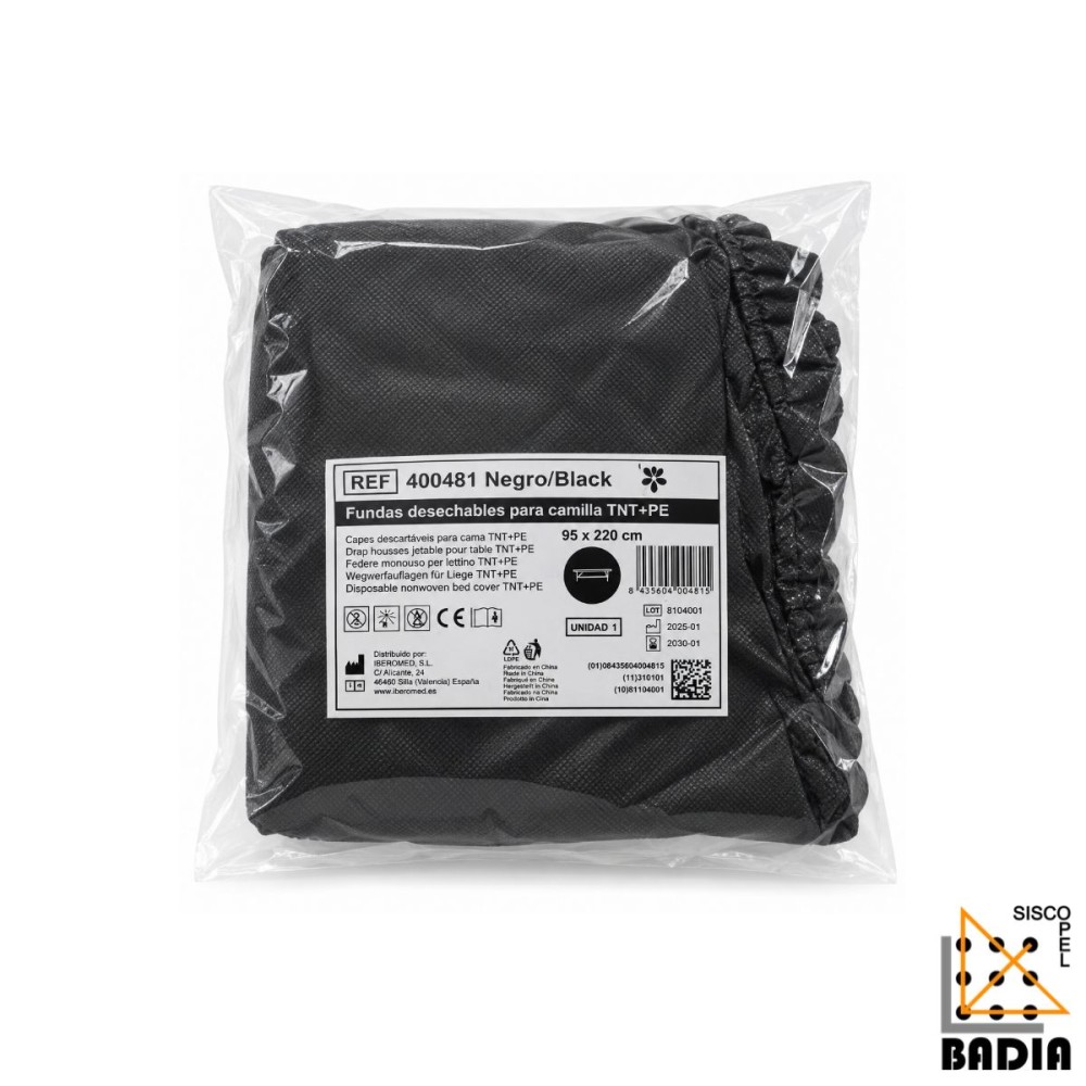 Cubrecamilla Desechable Plast.Tst TNT+PE de 95x220cm en Negro 1ud Cubrecamilla Desechable Plast.Tst TNT+PE de 95x220cm en Negro 1ud