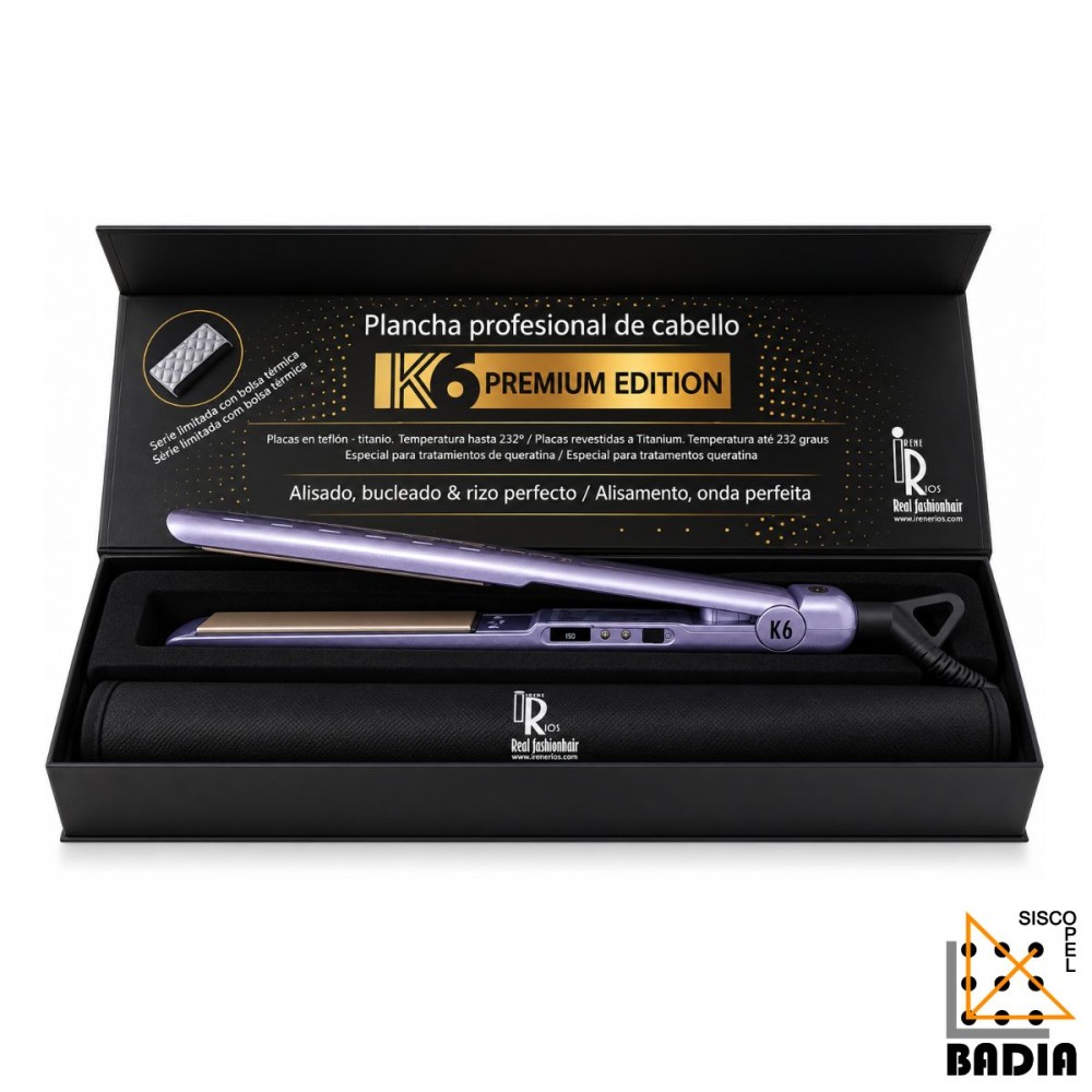Plancha Profesional Irene Rios K6 Morada Premium de 26 mm Plancha Profesional Irene Rios K6 Morada Premium de 26 mm