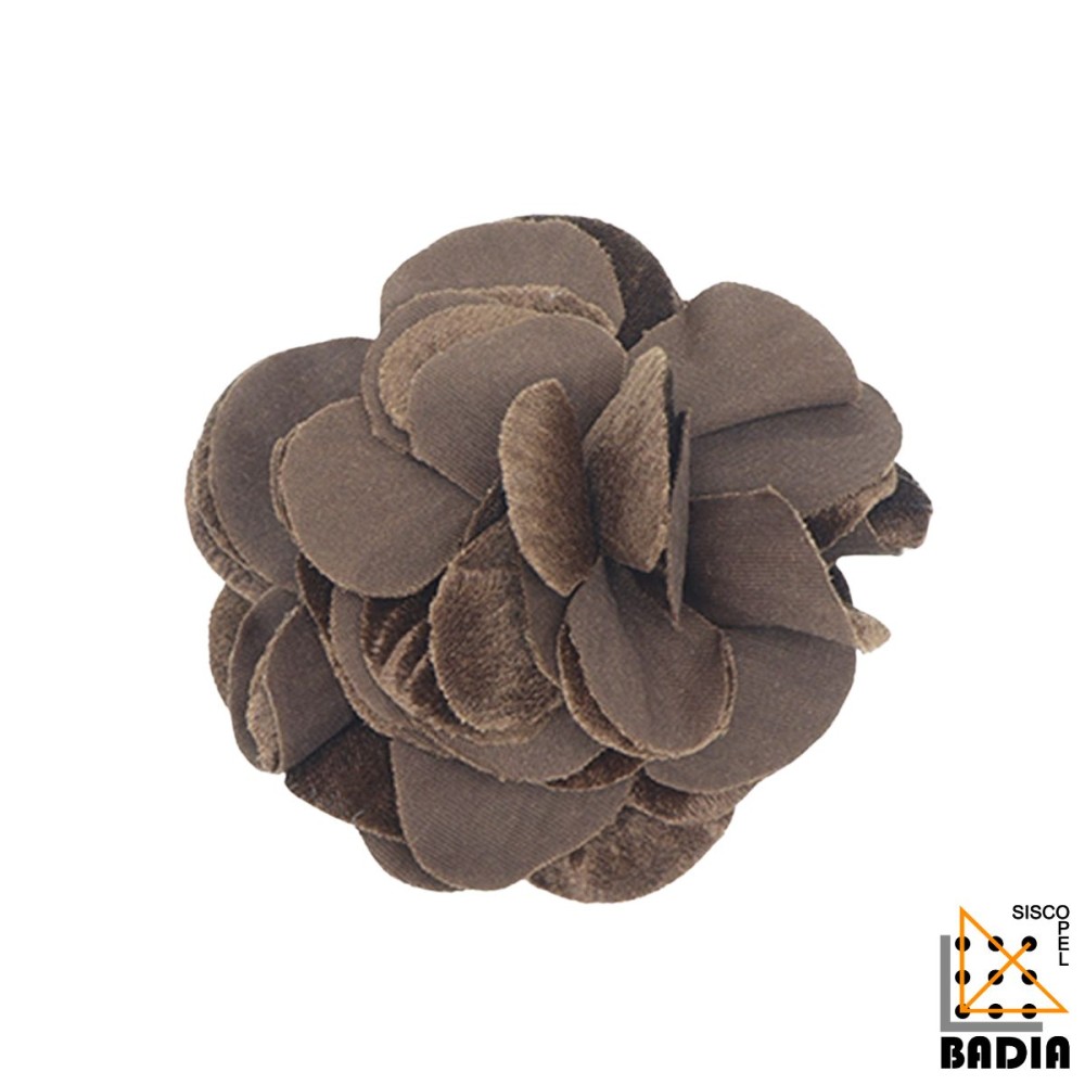 Clip Flor Multiposición de Terciopelo Gris y Marrón Clip Flor Multiposición de Terciopelo Gris y Marrón
