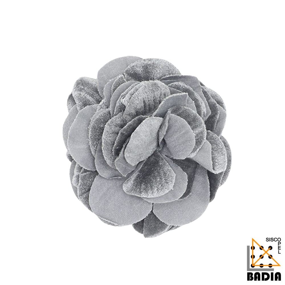 Clip Flor Multiposición de Terciopelo Gris y Marrón