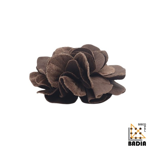 Clip Flor Multiposición de Terciopelo Gris y Marrón