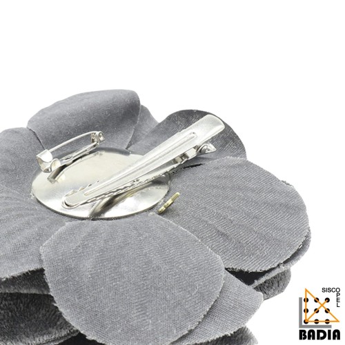 Clip Flor Multiposición de Terciopelo Gris y Marrón