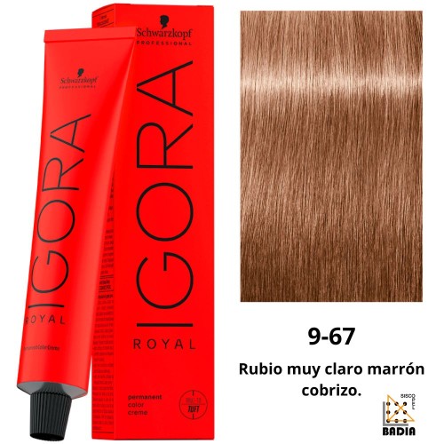 Tinte Permanente Schwarzkopf Igora Royal 9-67 Rubio Muy Claro Marrón Cobrizo de 60ml Tinte Permanente Schwarzkopf Igora Royal 9-67 Rubio Muy Claro Marrón Cobrizo de 60ml