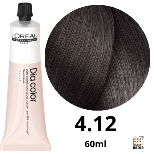 Tinte de Coloración Semipermanente L'Oreal Diacolor Nº4.12 Castaño Ceniza Irisado de 60ml Tinte de Coloración Semipermanente L'Oreal Diacolor Nº4.12 Castaño Ceniza Irisado de 60ml