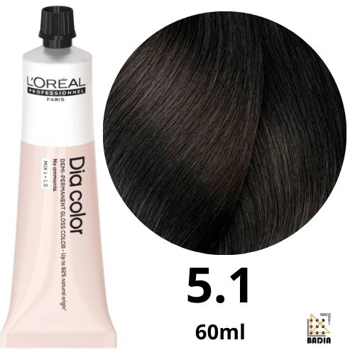 Tinte de Coloración Semipermanente L'Oreal Diacolor Nº5.1 Castaño Claro Ceniza de 60ml Tinte de Coloración Semipermanente L'Oreal Diacolor Nº5.1 Castaño Claro Ceniza de 60ml
