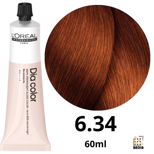 Tinte Semi-Permanente Dia Color 6.34 Rubio Oscuro Dorado Cobrizo 60ml L'Oréal Tinte Semi-Permanente Dia Color 6.34 Rubio Oscuro Dorado Cobrizo 60ml L'Oréal