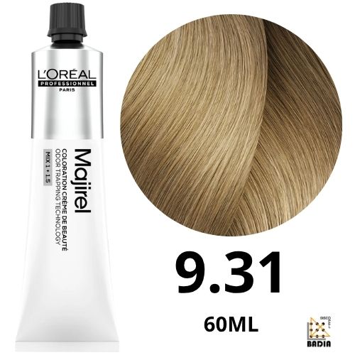 Tinte Permanente L'Oreal Professionel Majirel 9.31 Rubio Muy Claro Dorado Ceniza 60ml