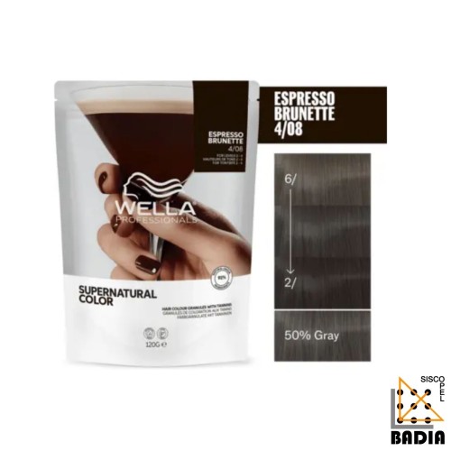 Tinte Vegetal Wella Professional Supernatural 4/08 Espresso Brunette de 120g Tinte Vegetal Wella Professional Supernatural 4/08 Espresso Brunette de 120g