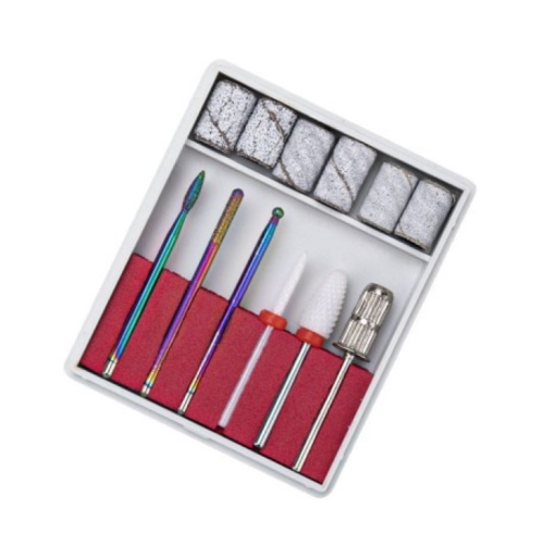 Kit Fresas Universales para Manicura Rusa + 6 Esmeriles MollyLac
