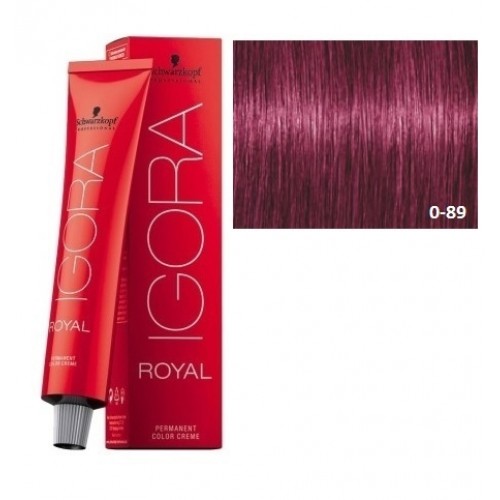 Tinte permanente Igora Royal 0-89 Tono mezcla rojo violeta Schwarzkopf